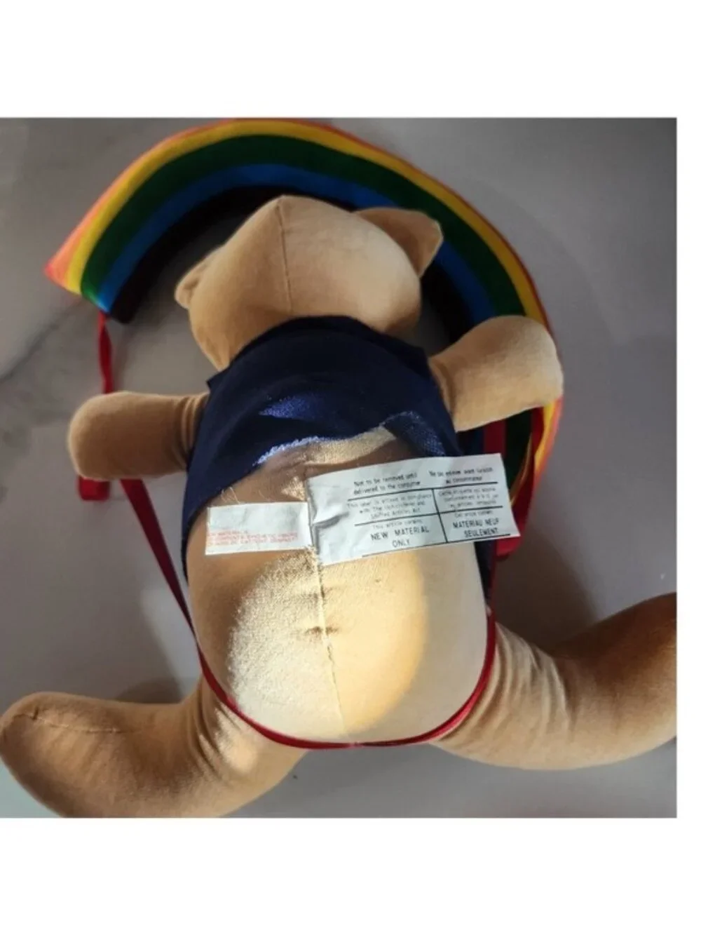 Vintage 1980 Dakin‎ Anne Klocko Rainbow Paragliding Teddy Bear Plush Hanging Toy